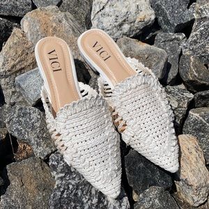 VICI White Pointed Toe Woven Sandal